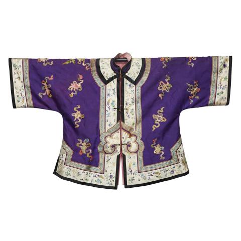 Appraisal: A Purple Silk Embroidered Women s Jacket th Century Vibrant