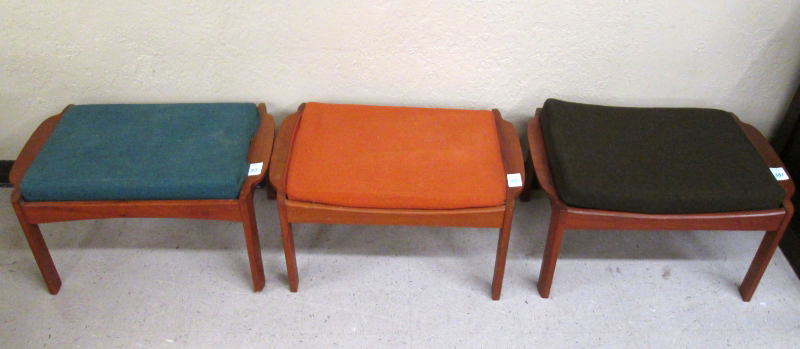 Appraisal: FOUR NORWEGIAN MID-CENTURY MODERN FOOTSTOOLS of rectangular teak construction with