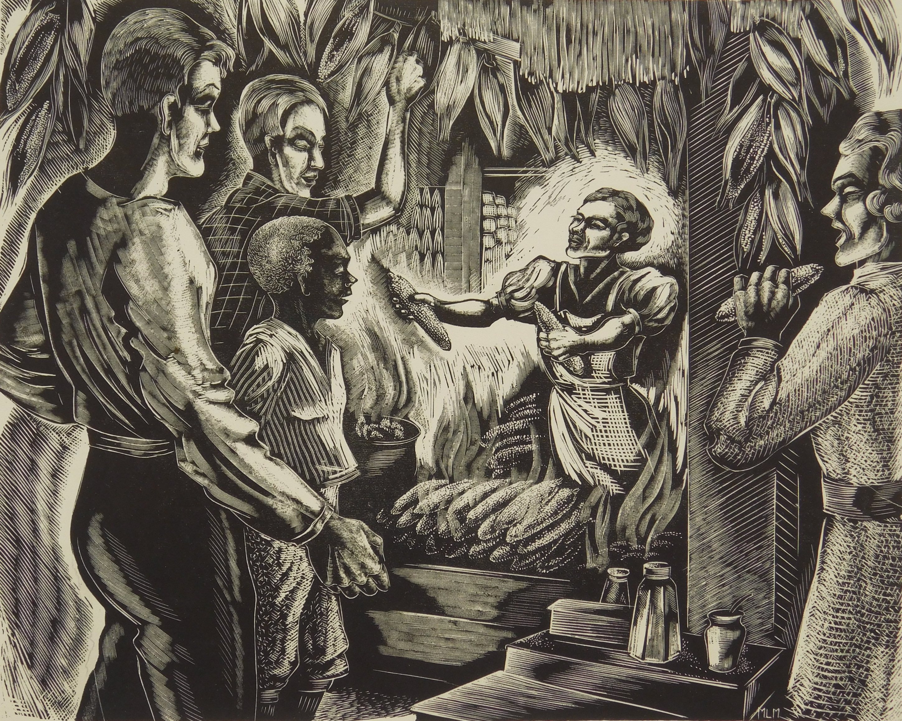 Appraisal: Minnie Lois Murphy - Hot Corn''- wood engraving ca -