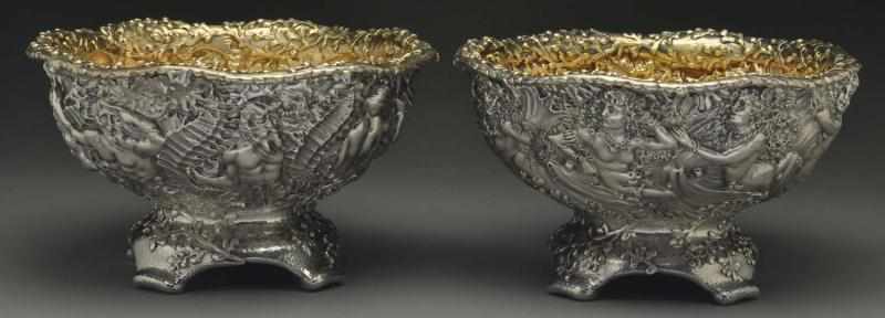 Appraisal: A Pair of Tiffany Silver Center Bowls Ca Each hemispherical