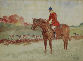 Appraisal: BROWN Paul Watercolor on Paper Equestrian Fox Hunting Scene Signed