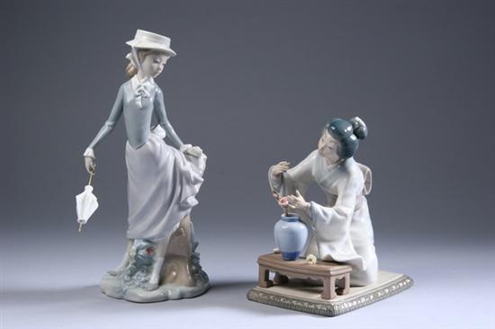 Appraisal: TWO LLADRO FIGURES Japanese Girl Flower Decorating Young Lady in