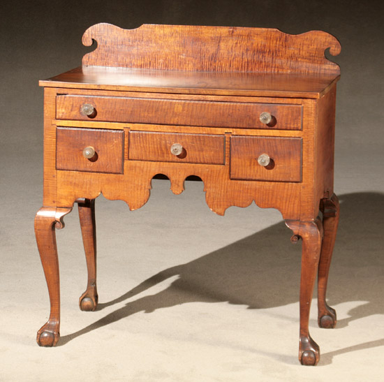 Appraisal: Chippendale Curly Maple Lowboy Highboy Base Massachusetts or Connecticut -