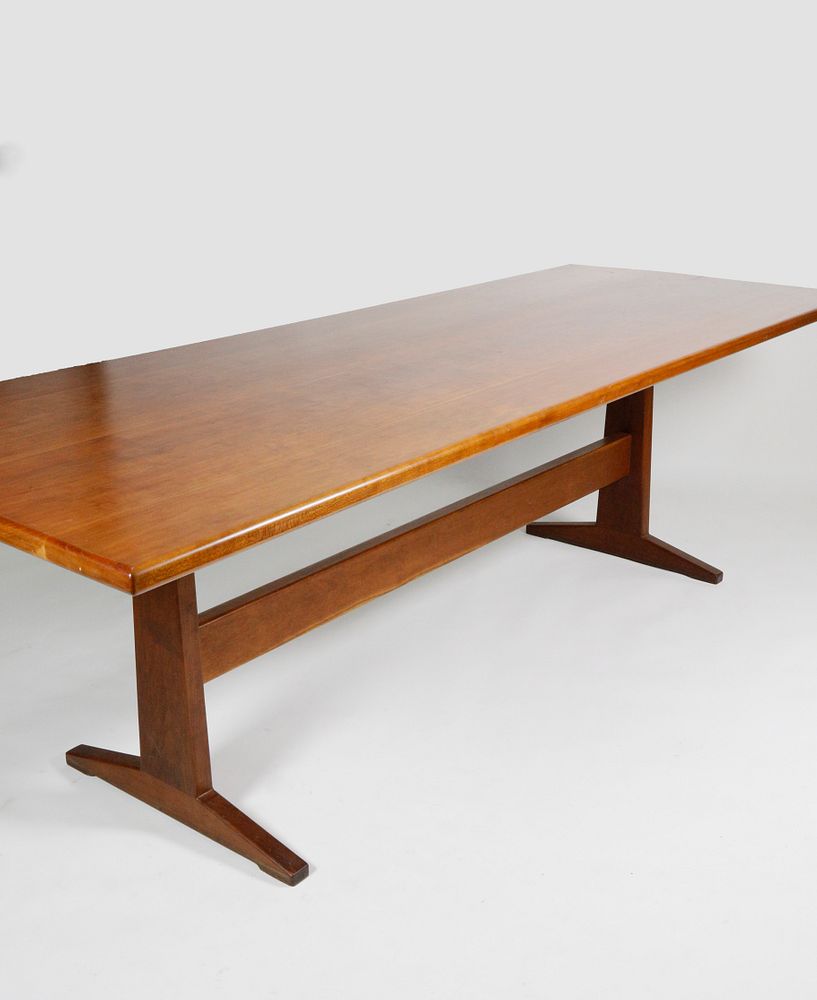 Appraisal: Stephen Swift Straight Edge Trestle Dining Table Stephen Swift Straight