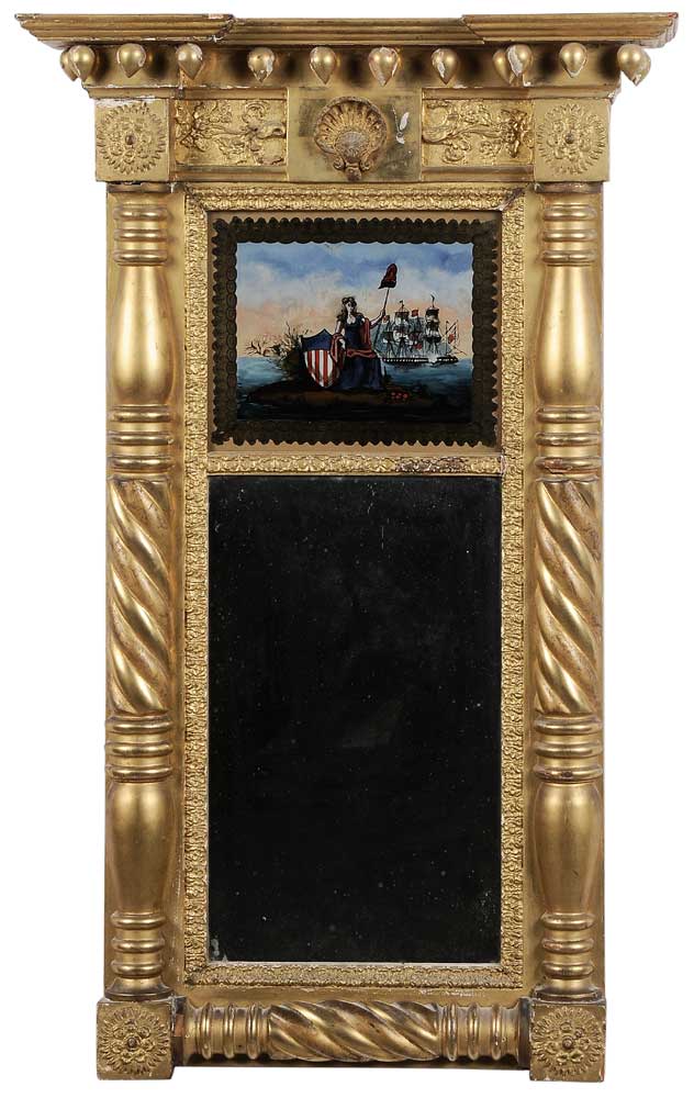 Appraisal: American Federal glomis Mirror probably New York th century gilt