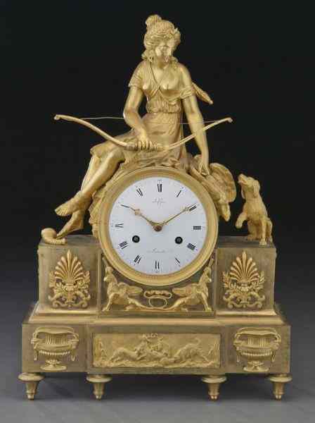 Appraisal: Empire style gilt bronze mantle clock by Le Clercmodeled as