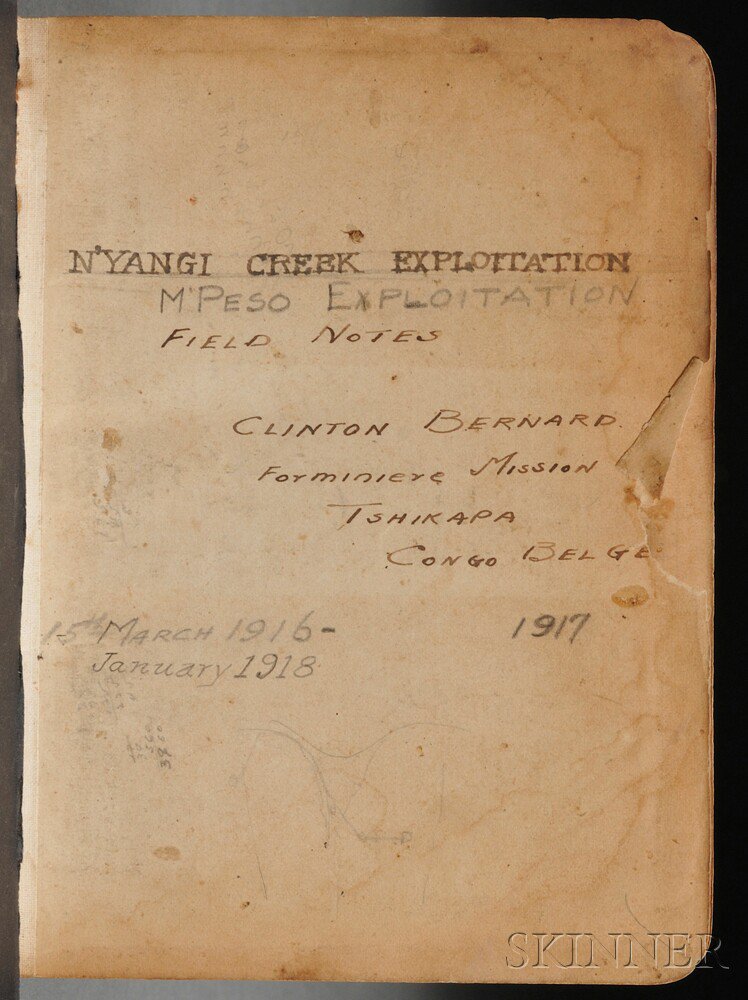 Appraisal: Belgian Congo Mining Note Book Clinton Percival Bernard - c