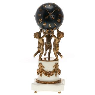 Appraisal: Louis XVI style bronze marble mantel clock Louis XVI style