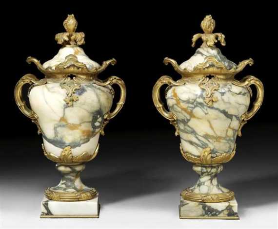 Appraisal: PAIR OF COVERED VASES Louis XV style Paris end of