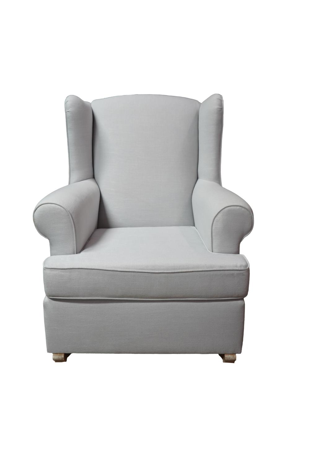 Appraisal: GRAY UPHOSTERED ROCKING CHAIRPottery Barn Kids with removable cushion inches