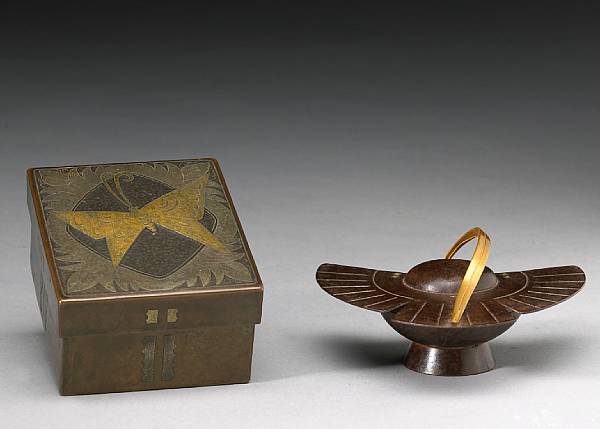 Appraisal: A two inlaid bronze boxes Taisho Showa Period The first