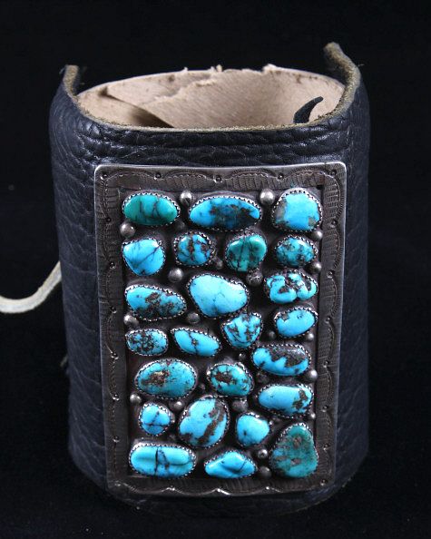 Appraisal: Navajo Kings Manassa Turquoise Leather Ketoh s Included in this