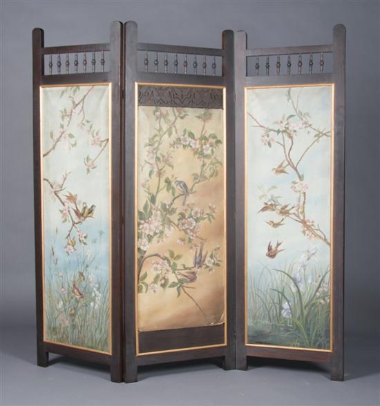 Appraisal: An American Three Panel Floor Screen Height of each panel