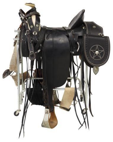 Appraisal: Western black leather saddle by J C Stewart Show Low