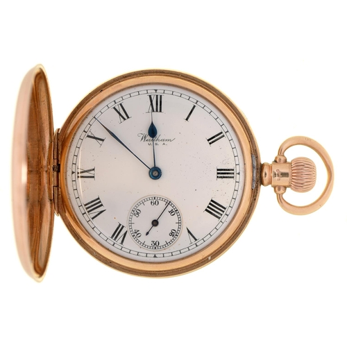 Appraisal: A Waltham ct gold keyless lever hunting cased watch with