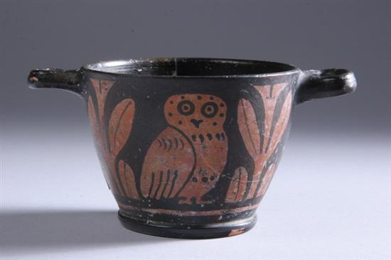 Appraisal: RARE AULIAN SKYPHOS Circa th century B C Owl cup