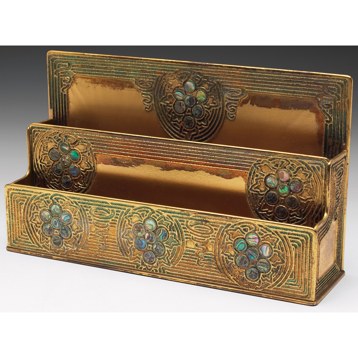 Appraisal: Tiffany Studios letter rack bronze in the Abalone pattern original