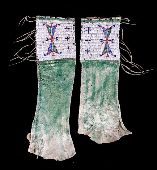 Appraisal: Sioux Fully Beaded Painted Leggings circa The lot features an