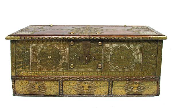 Appraisal: A Dutch Colonial brass mounted chest height in width ft