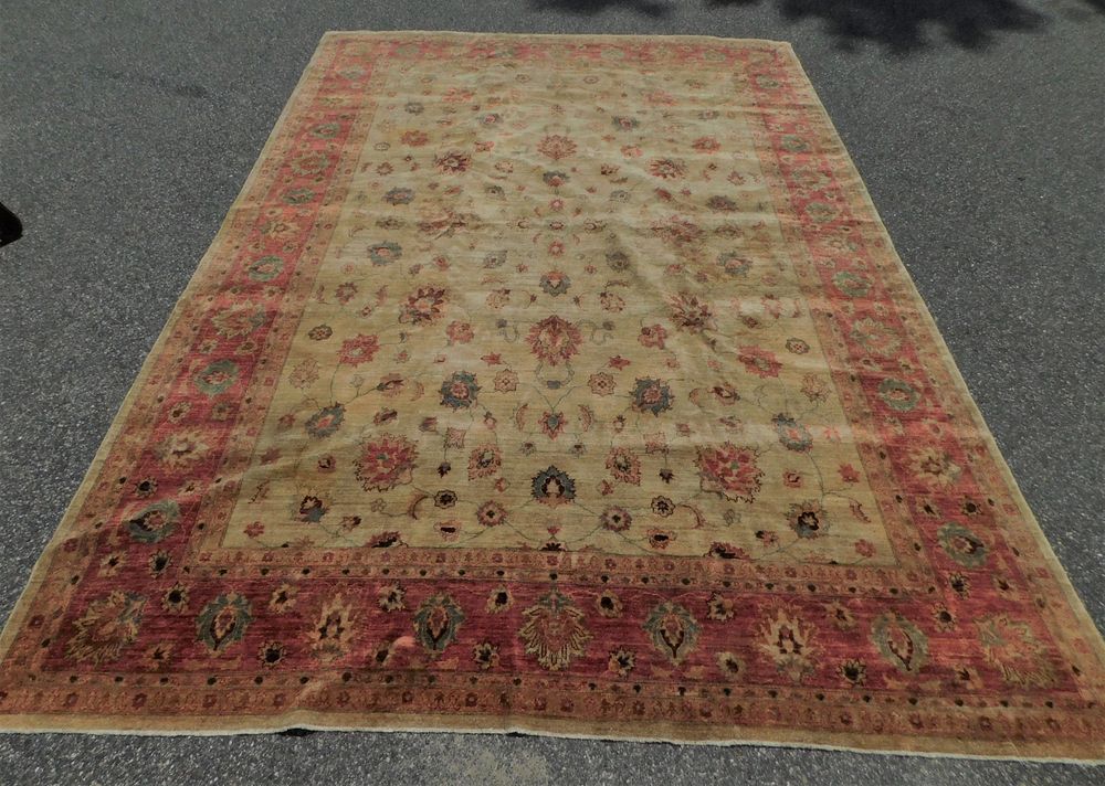 Appraisal: OLD ROOM SIZE OUSHAK CARPET Old room size Oushak with