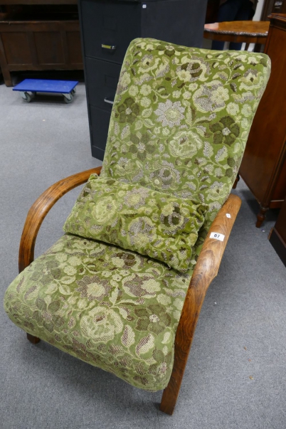 Appraisal: 's Arm chair with green floral embroidery