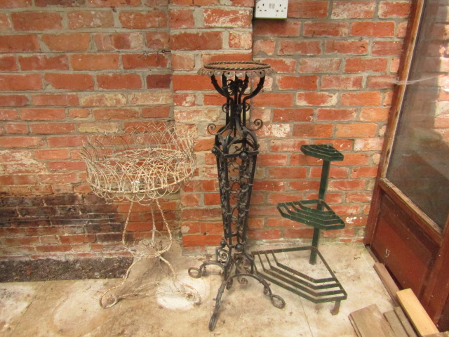 Appraisal: Wirework plant stands being a Regency wirework circular example AF