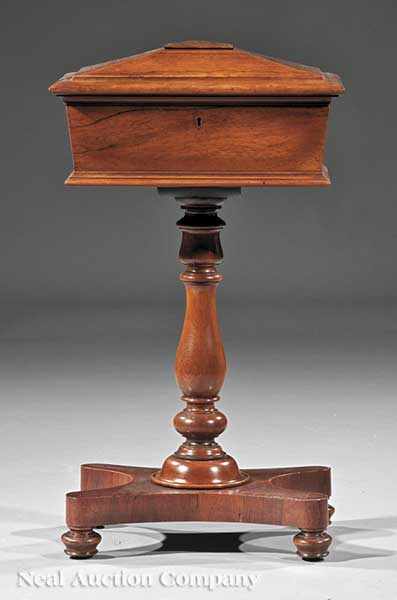 Appraisal: A William IV Carved Rosewood Sarcophagus-Form Teapoy fitted interior with