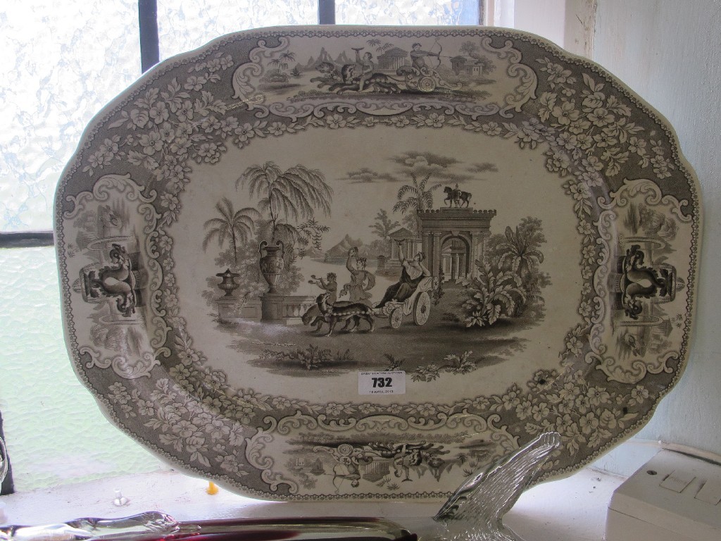 Appraisal: Bells pottery brown transfer printed Triumphal car platter