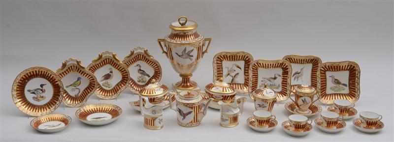 Appraisal: ENGLISH PORCELAIN THIRTY-FIVE PIECE ORNITHOLOGICAL DESSERT SERVICE Unmarked possibly Coalport