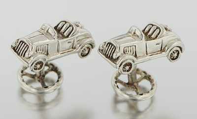 Appraisal: A Pair of Tiffany Co Silver Car Cufflinks Designed as