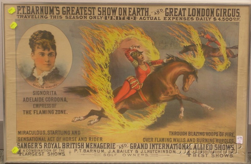 Appraisal: Framed P T Barnum's Greatest Show on Earth and Great