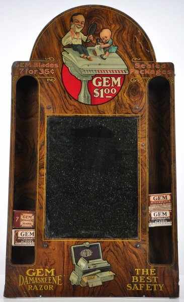 Appraisal: Gem Razor Blades Counter Display Description Fine tin display dispenser