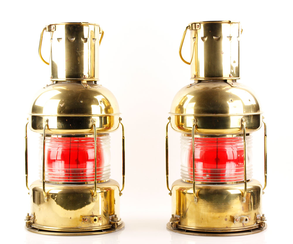 Appraisal: - Pr Brass Ship's Lanterns Pair of ship's lanterns brass