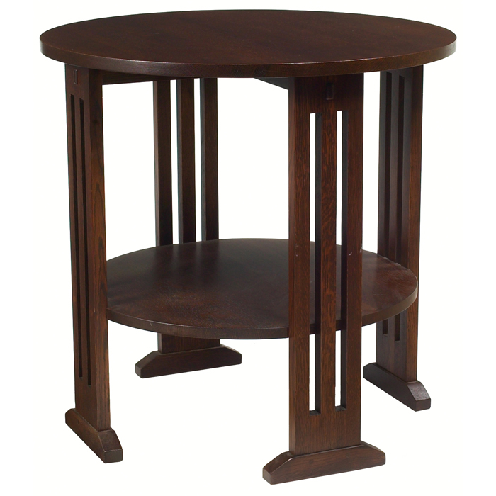 Appraisal: Stickley table contemporary circular top with spindle slab sides on