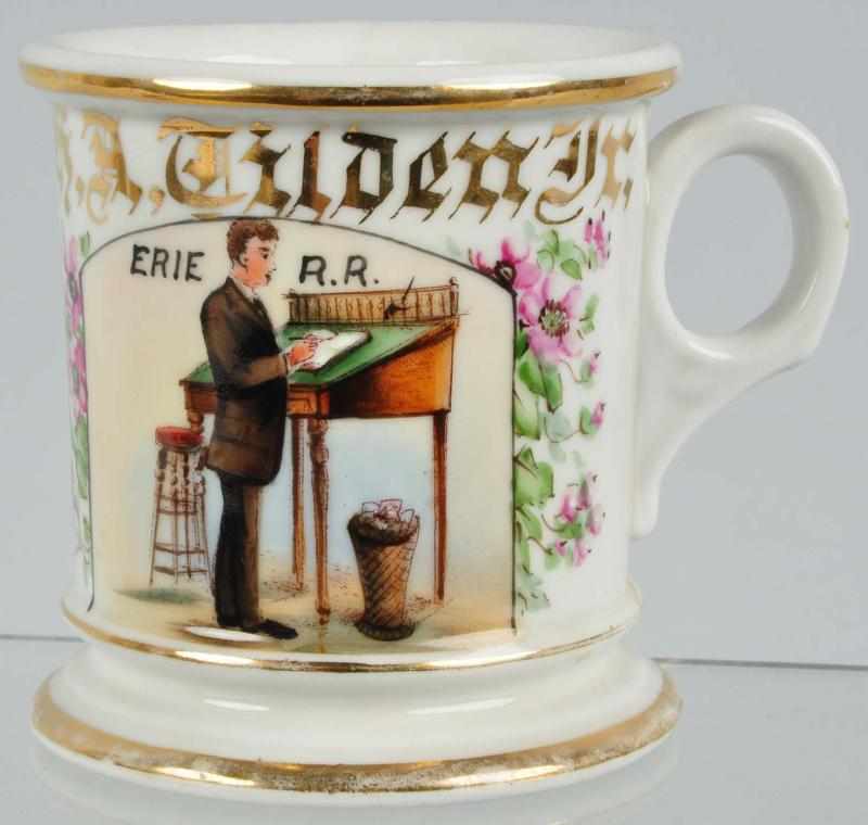 Appraisal: Erie Railroad Clerk Shaving Mug Description Nice image of railroad