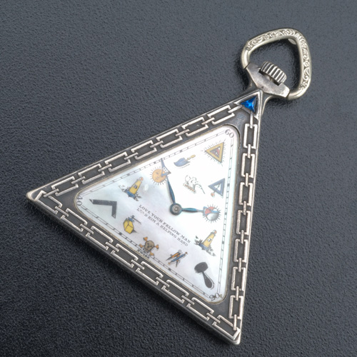 Appraisal: Swiss triangular silver Masonic pocketwatch by G Schwab Loeillen ca