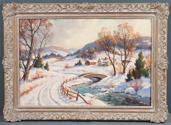 Appraisal: William R Webster American th century Winter Landscape with Farm