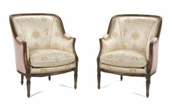 Appraisal: A Pair of Louis XVI Style Bergeres having upholstered backs