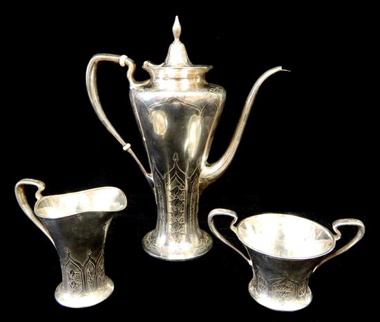 Appraisal: STERLING SILVER Tiffany and Co sterling tea set three pieces