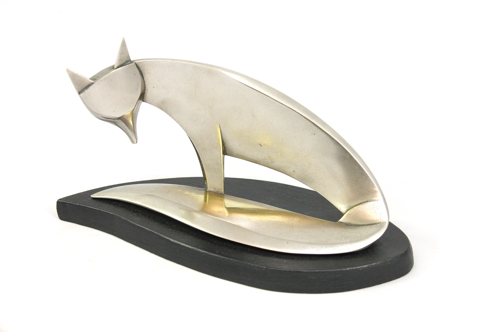 Appraisal: A polished steel figure of a seated fox th century