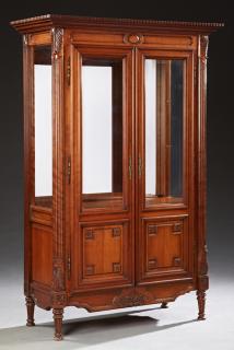 Appraisal: Louis XVI Style Carved Cherry Vitrine th c th Louis