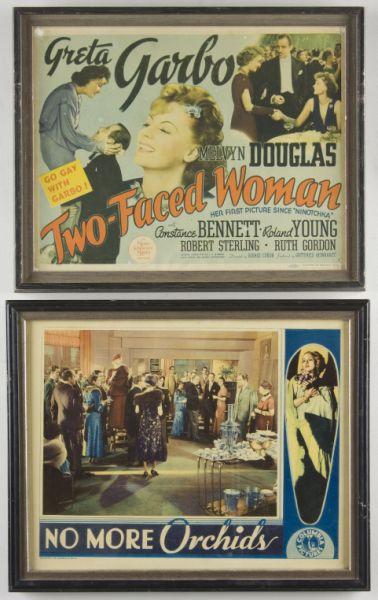 Appraisal: Original Garbo and Lombard Lobby Cards as follows No More