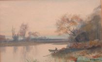 Appraisal: William C Bauer American - Sunrise Watercolor on paper by