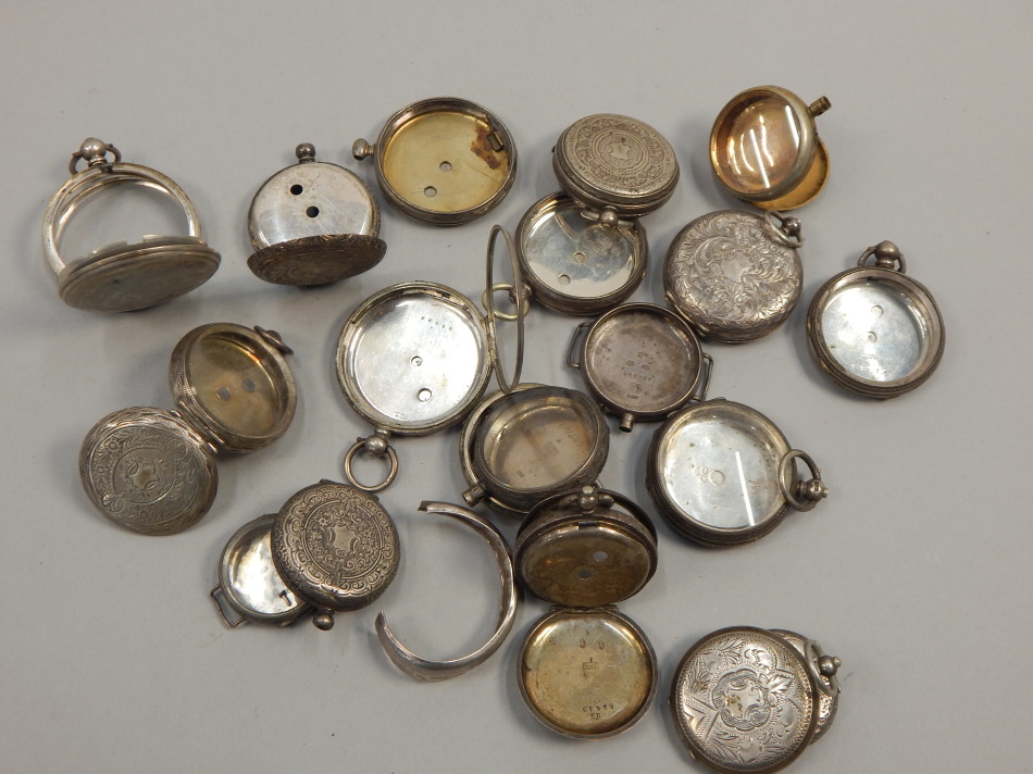 Appraisal: Various silver white metal and other fob watch cases