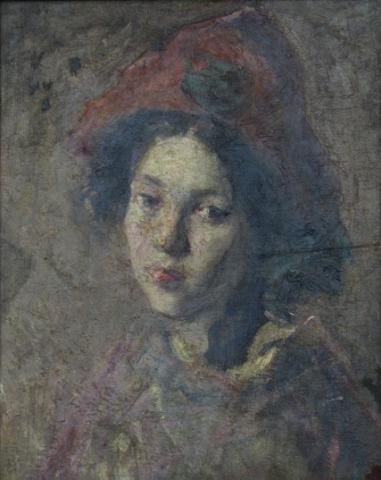 Appraisal: Unsigned x oil on board depicting a young girl in