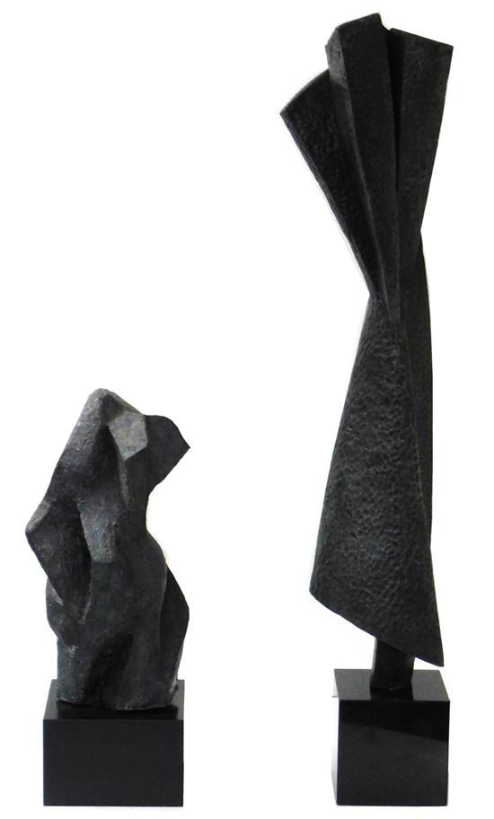 Appraisal: Betty Gilman American - two sculptures bronze curved forms with