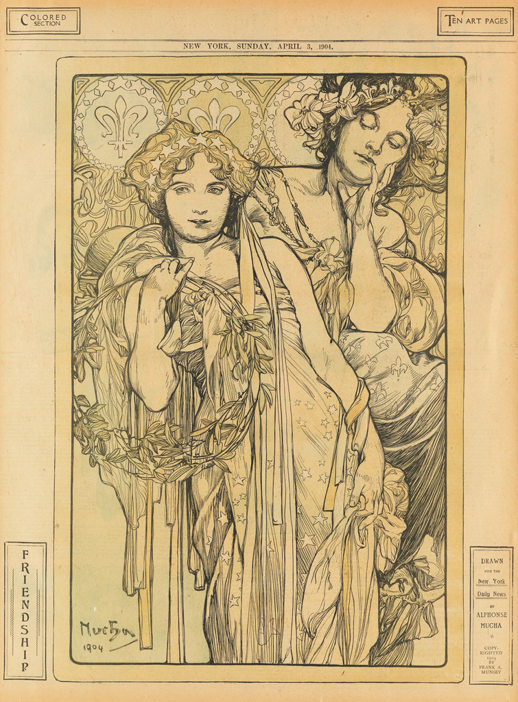 Appraisal: ALPHONSE MUCHA - FRIENDSHIP NEW YORK DAILY NEWS April x