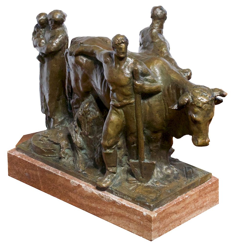 Appraisal: Giovanni Nicolini Italian - Bronze Group Celebrating the Noble Yeomanry