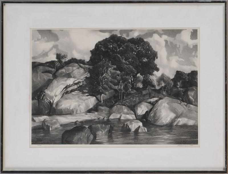 Appraisal: STOW WENGENROTH - ROCKY RIVERBED Lithograph signed lower left and