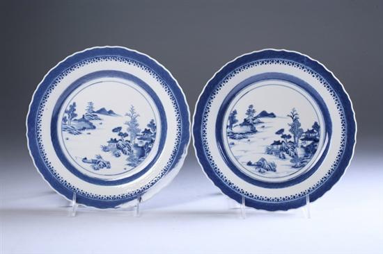 Appraisal: NINE CHINESE BLUE AND WHITE PORCELAIN PLATES th century -